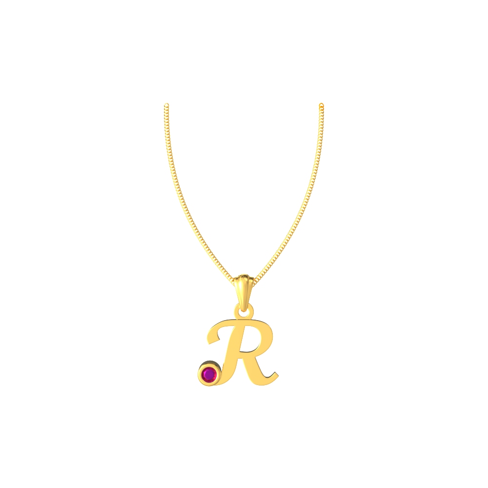 R Initial Birthstone Pendant