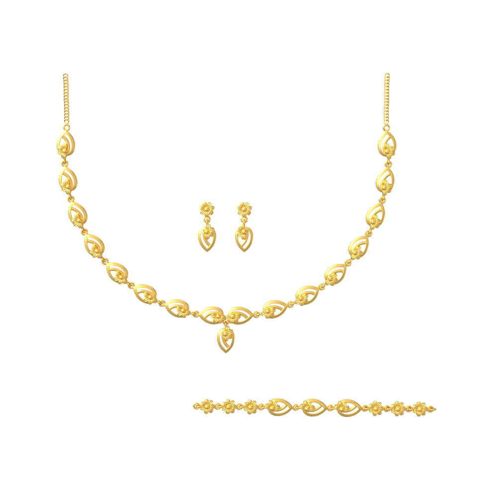 Radiant floral gold necklace set