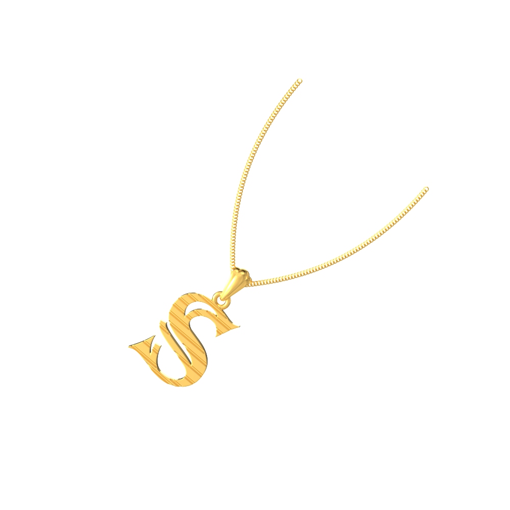 S initial alphabet gold pendant