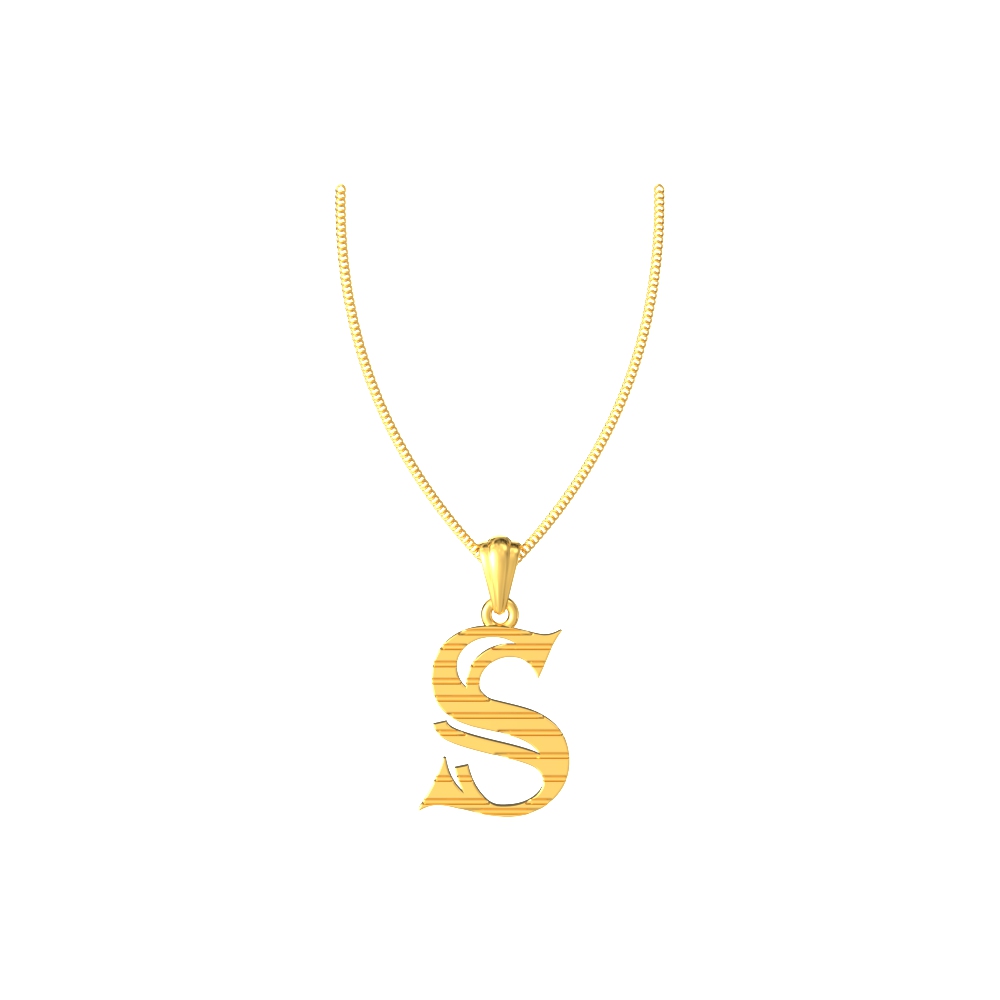 S initial alphabet gold pendant