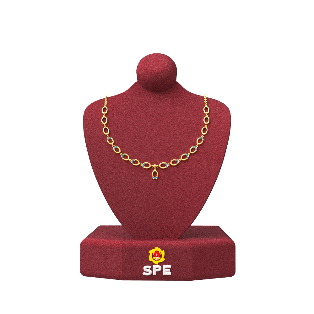 Sleek Oval Design Gold Necklace Chennai