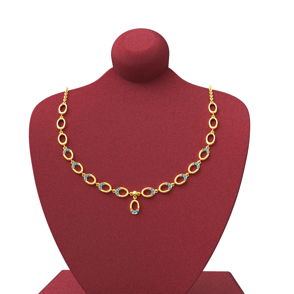 Sleek Oval Design Gold Necklace