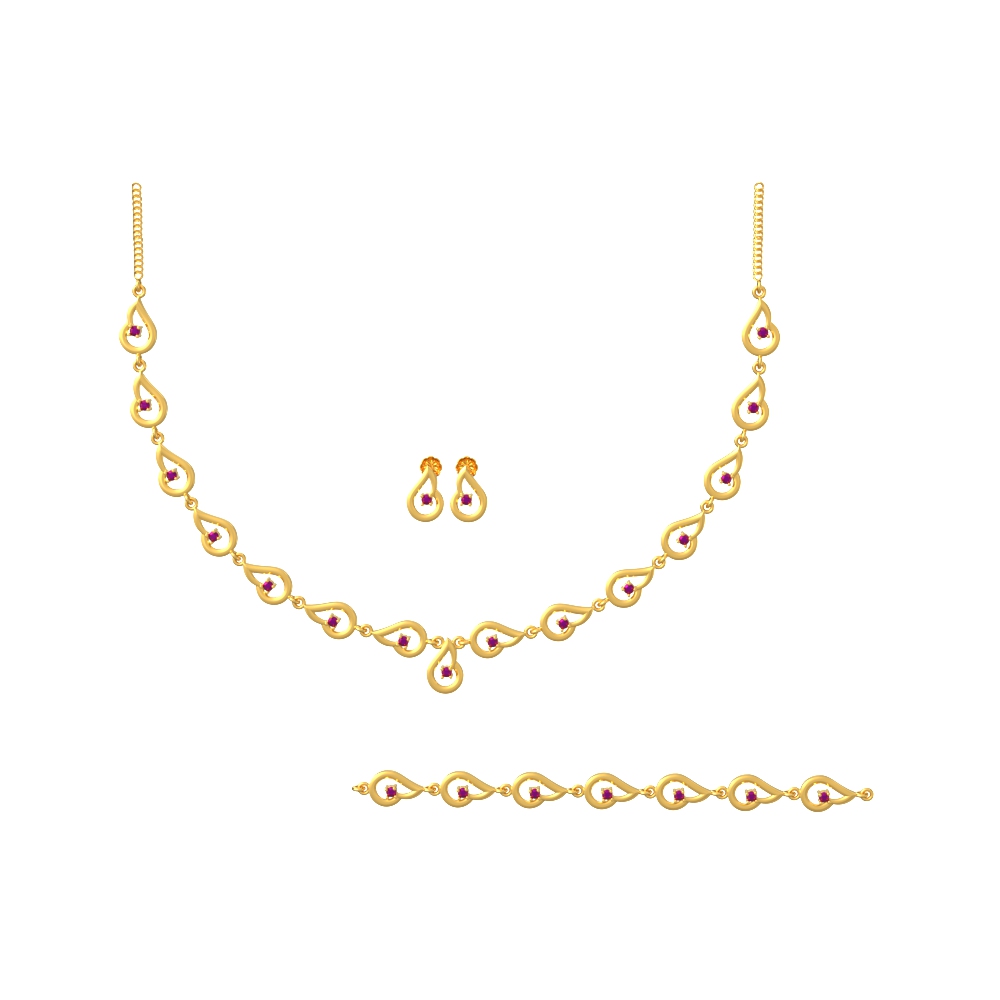 Swirling Elegance Gold Necklace Set