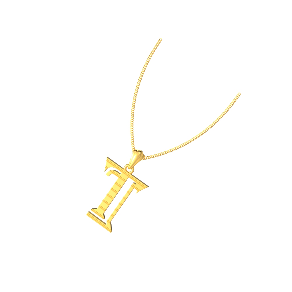 T initial alphabet gold pendant