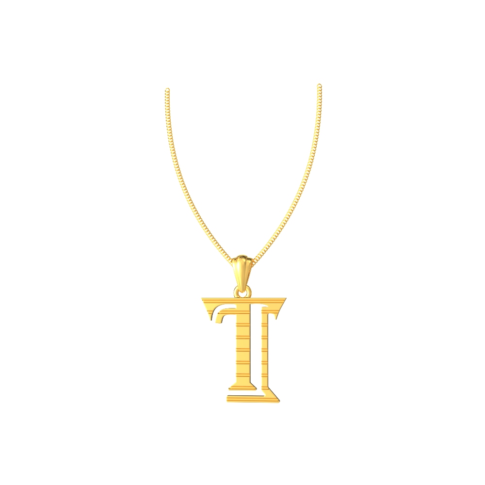 T initial alphabet gold pendant