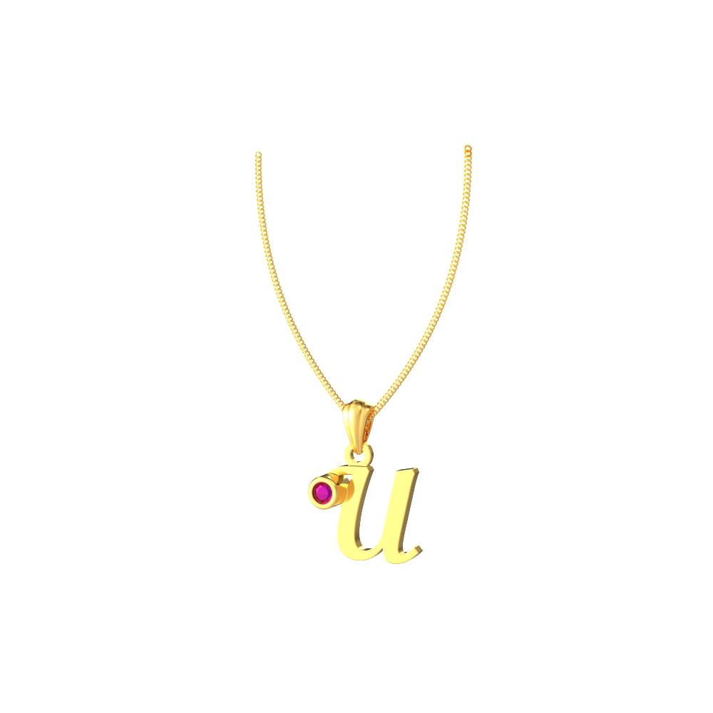 U Initial Pendant with Birthstone Chennai