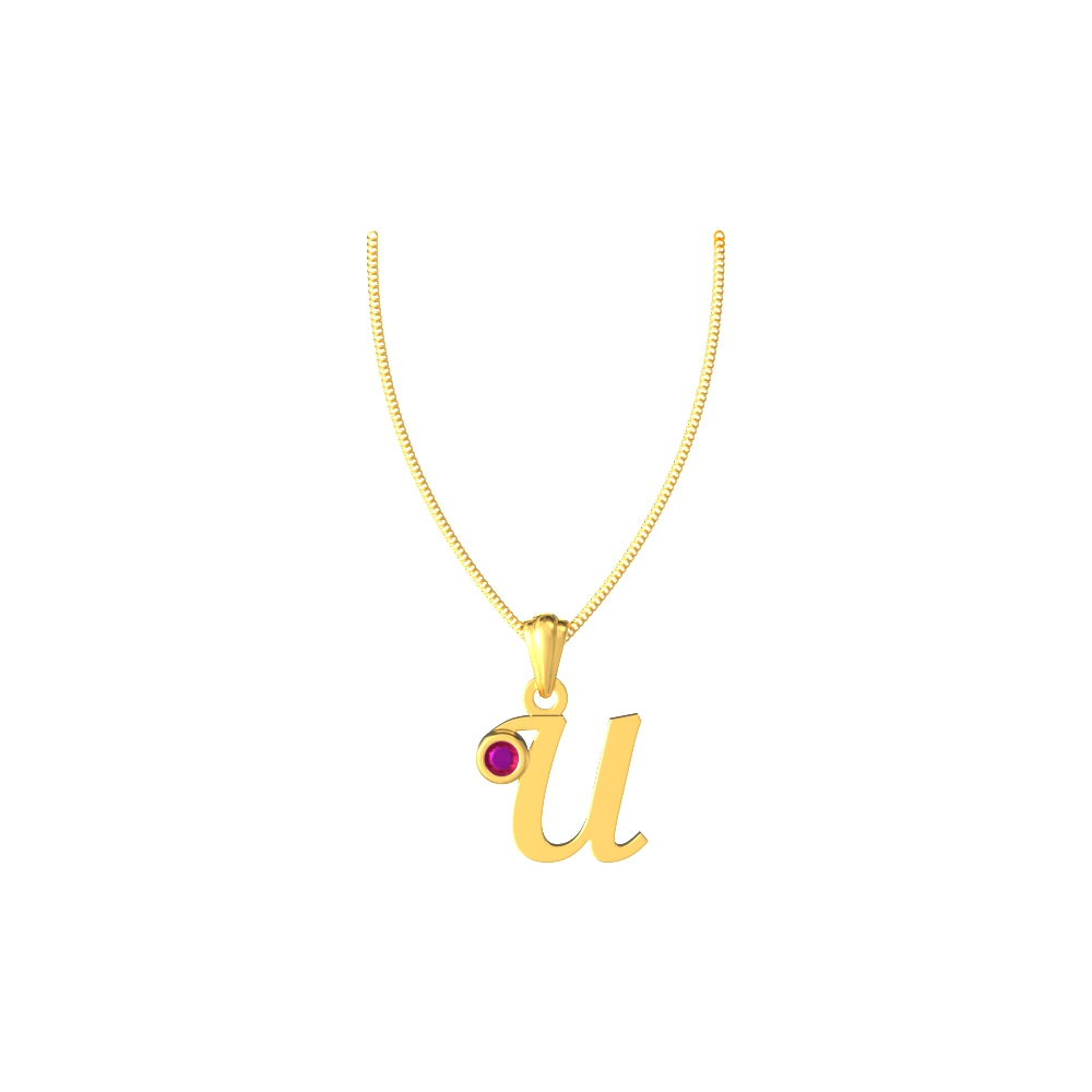 U Initial Pendant with Birthstone