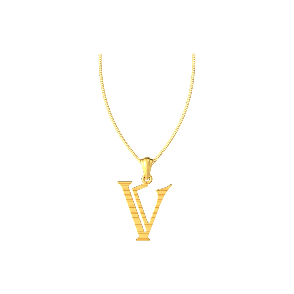 V initial alphabet gold pendant