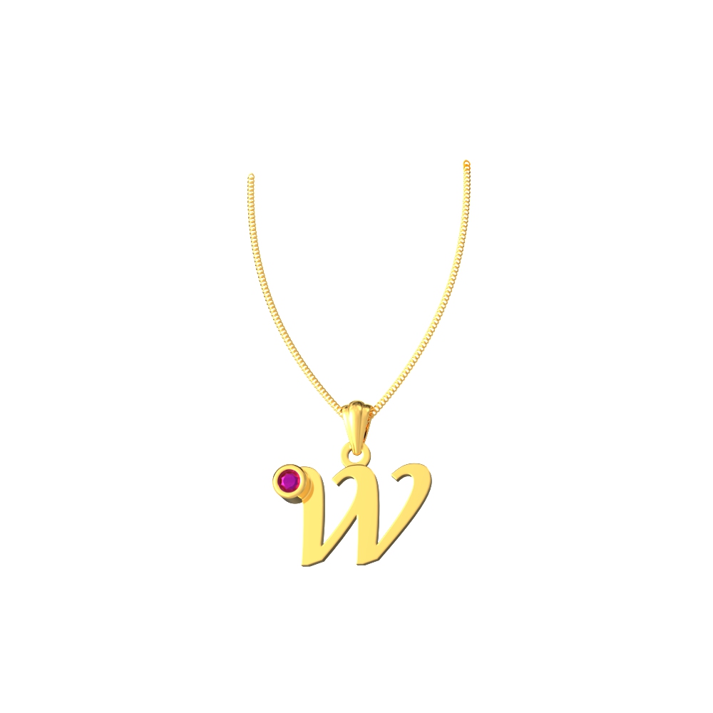 W Initial Gold Pendant