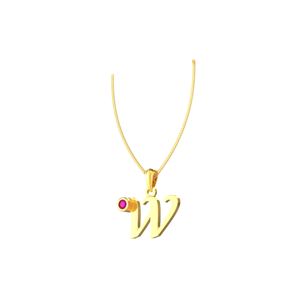 W Initial Gold Pendant Chennai