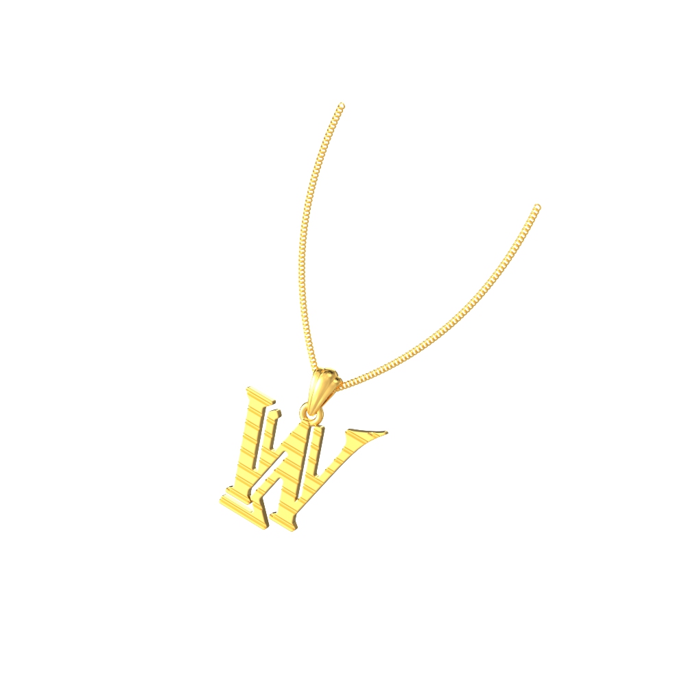 W initial alphabet gold pendant