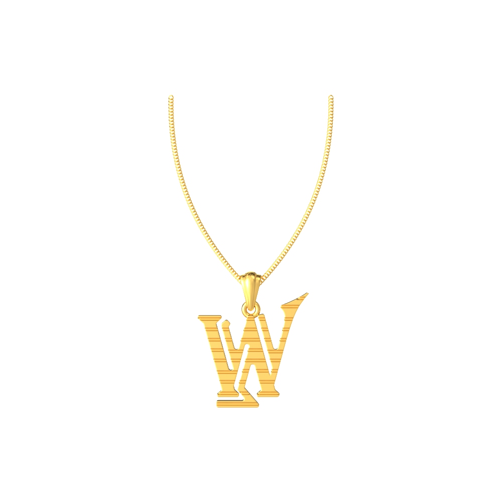 W initial alphabet gold pendant