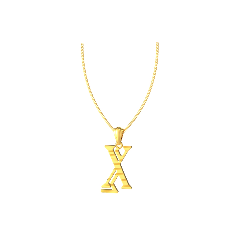 X initial alphabet gold pendant