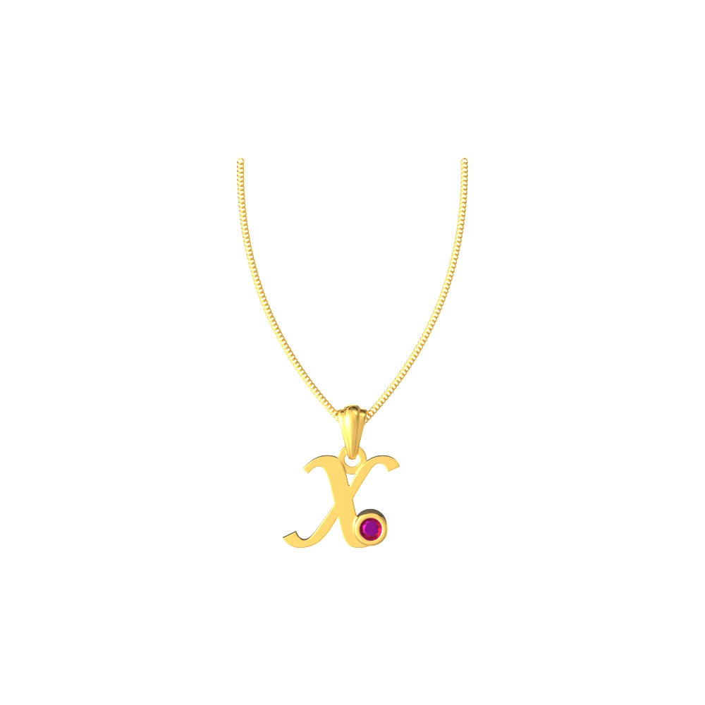 X Initial Pendant with Gemstone