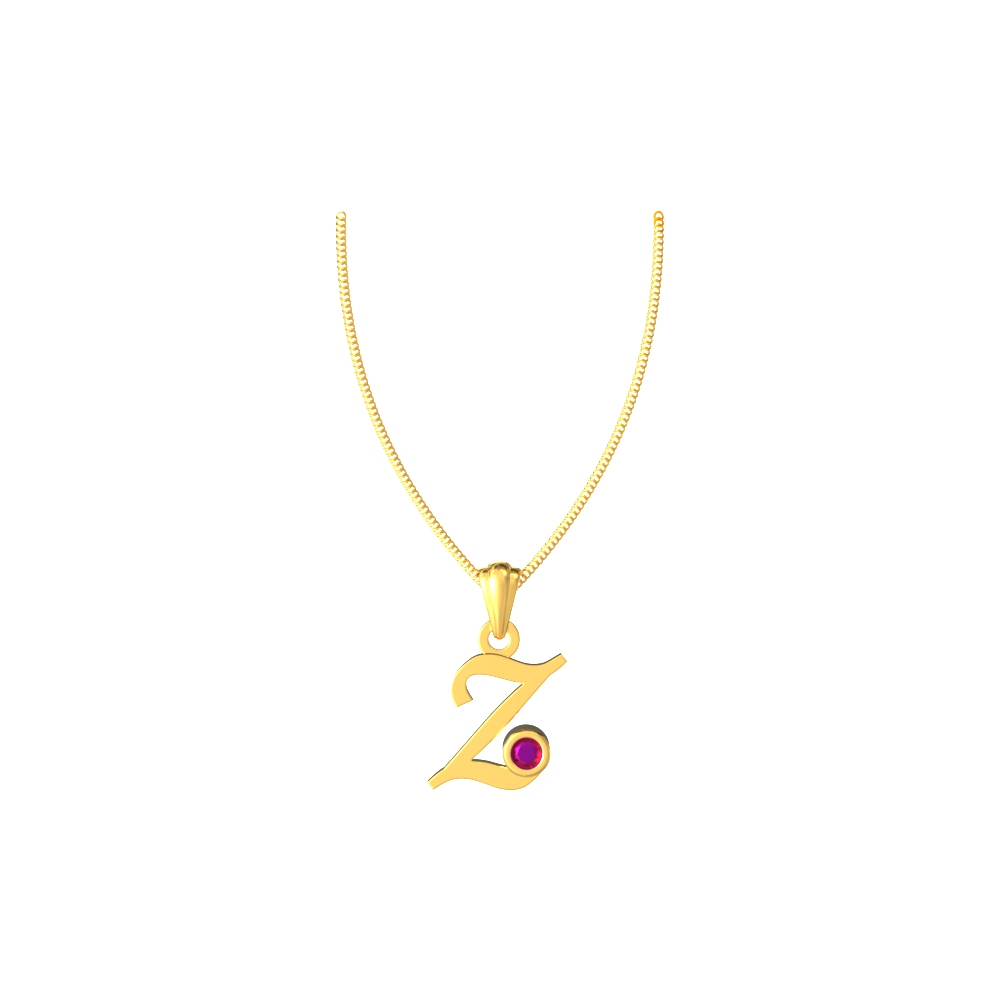 Z Initial Gemstone Pendant