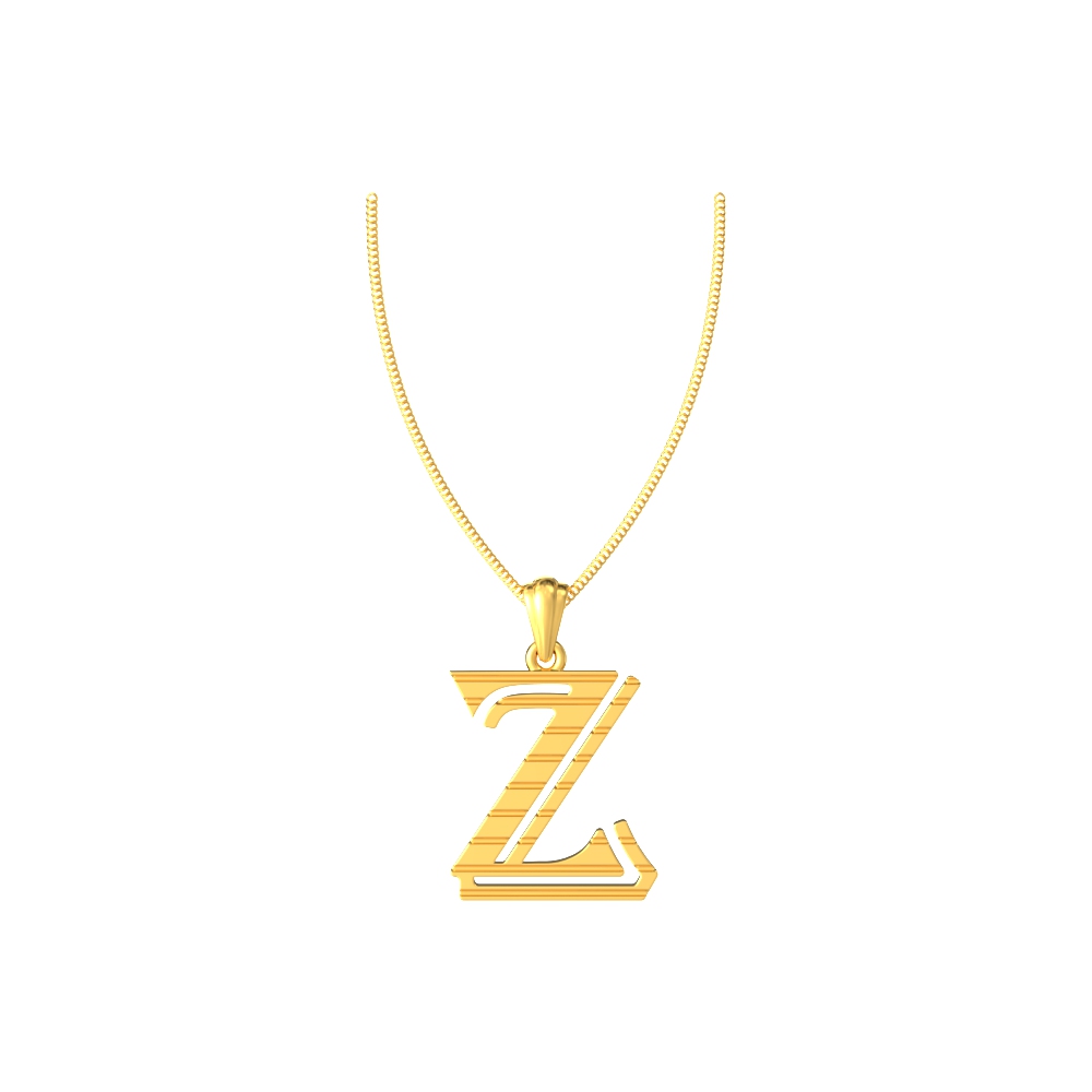 Z initial alphabet gold pendant