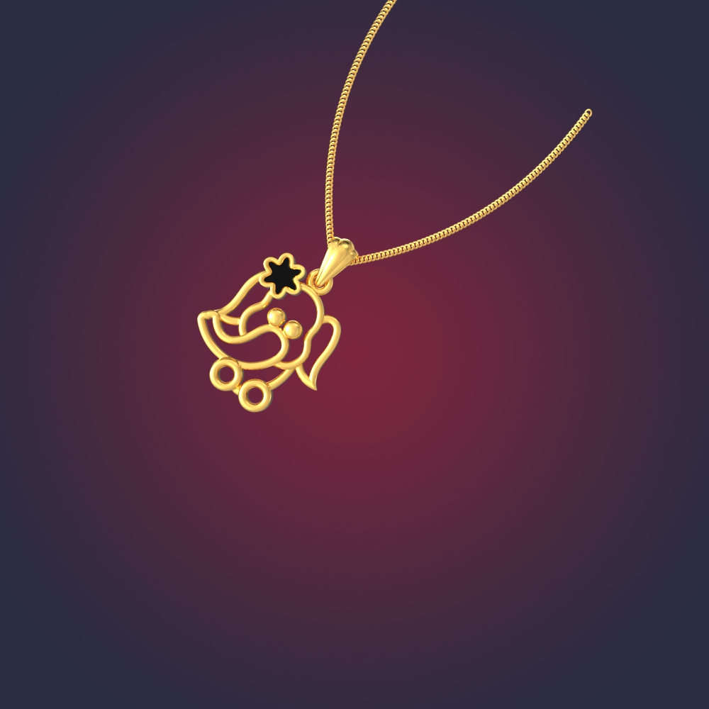 Gold Elephant Pendant with Floral