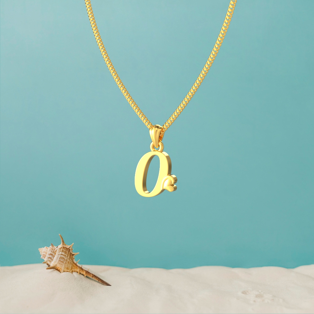 Gold O initial pendant with a lovely heart design