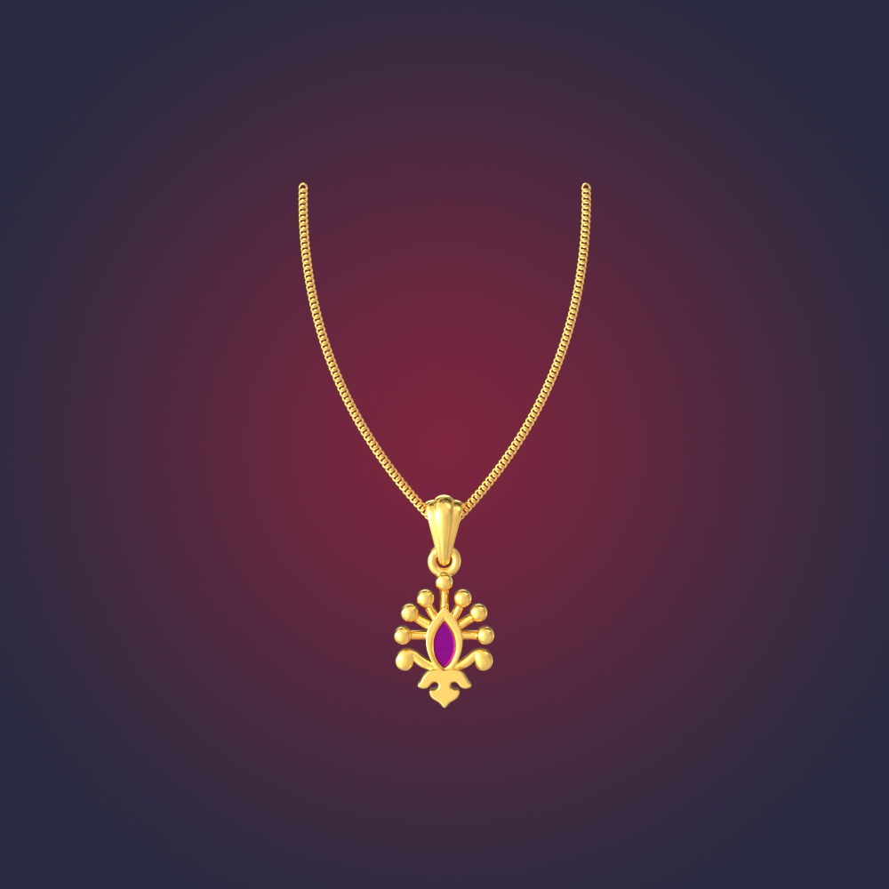 Gold Pendant with Red Gemstone