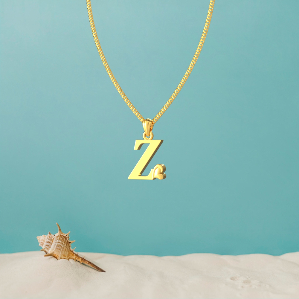 Gold Z Initial Heart Pendant