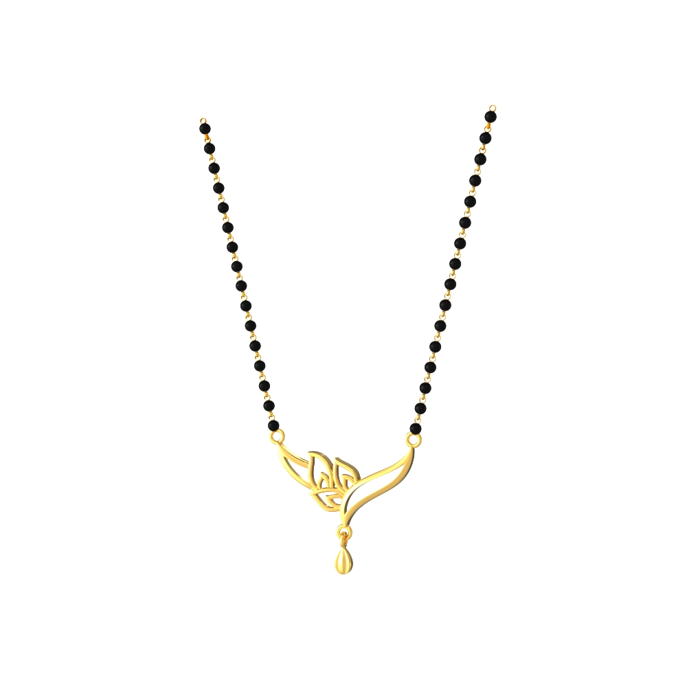 Stunning golden leaf charm mangalsutra with intricate detailing, perfect for traditional wear