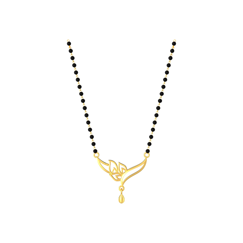 Stunning golden leaf charm mangalsutra with intricate detailing, perfect for traditional wear