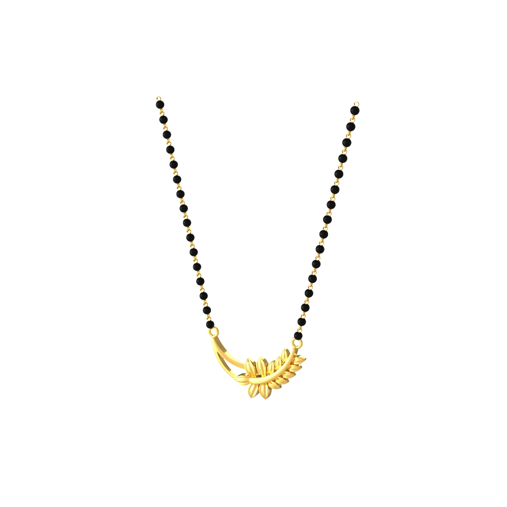 Graceful gold leaf pendant mangalsutra with sleek lines and delicate craftsmanship