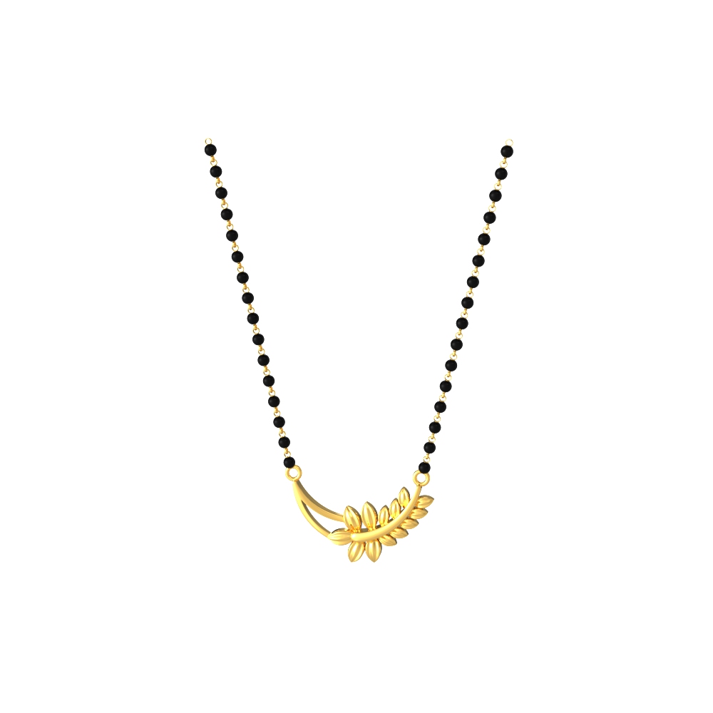 Graceful gold leaf pendant mangalsutra with sleek lines and delicate craftsmanship