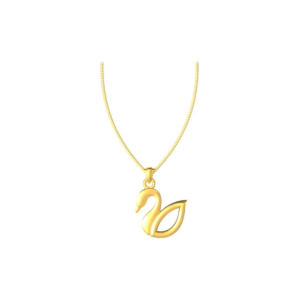 Elegant gold swan pendant charm with intricate feather detailing