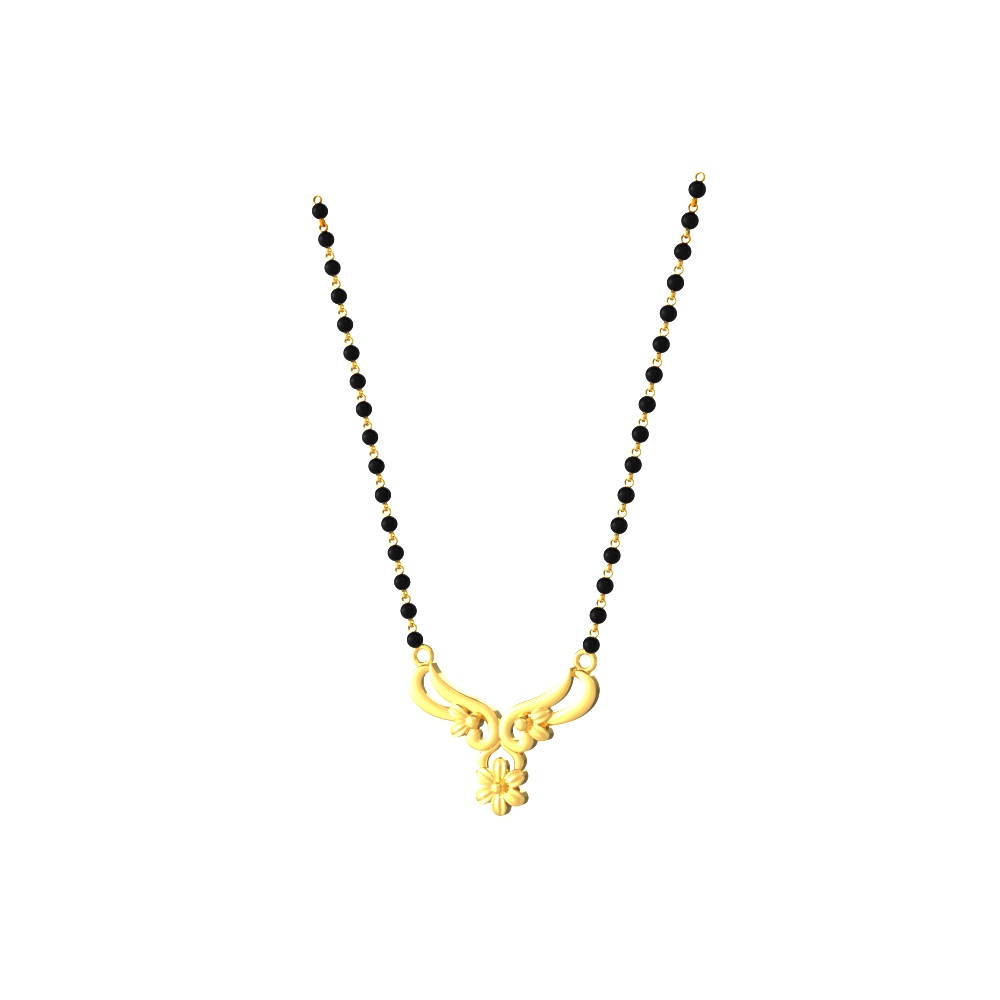 Simple gold mangalsutra with a minimalist pattern design, ideal for a modern and understated look