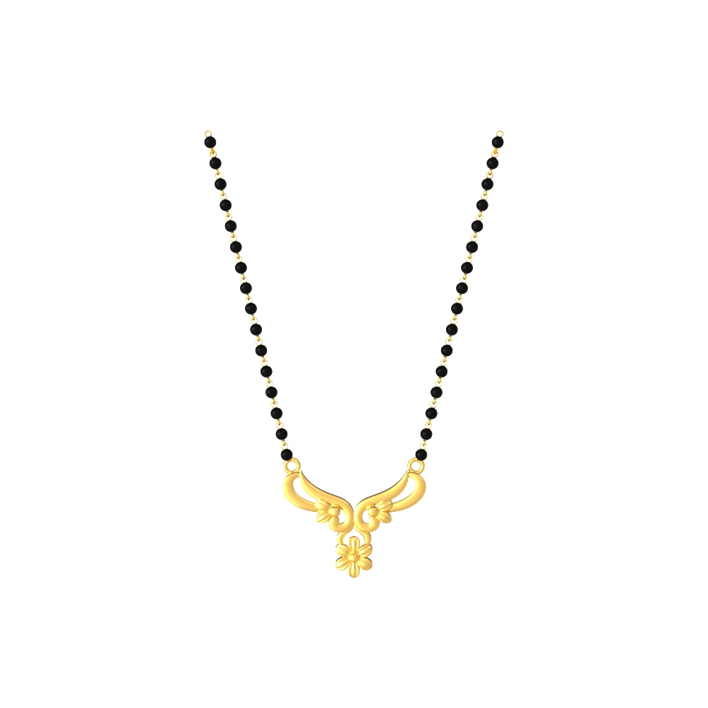 Simple gold mangalsutra with a minimalist pattern design, ideal for a modern and understated look