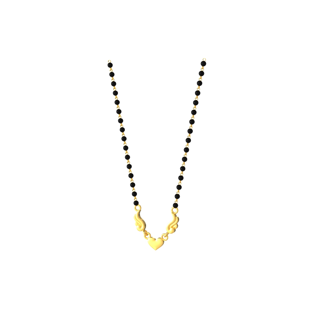 Trendy gold mangalsutra with a modern heart design, perfect for a contemporary fashion statement