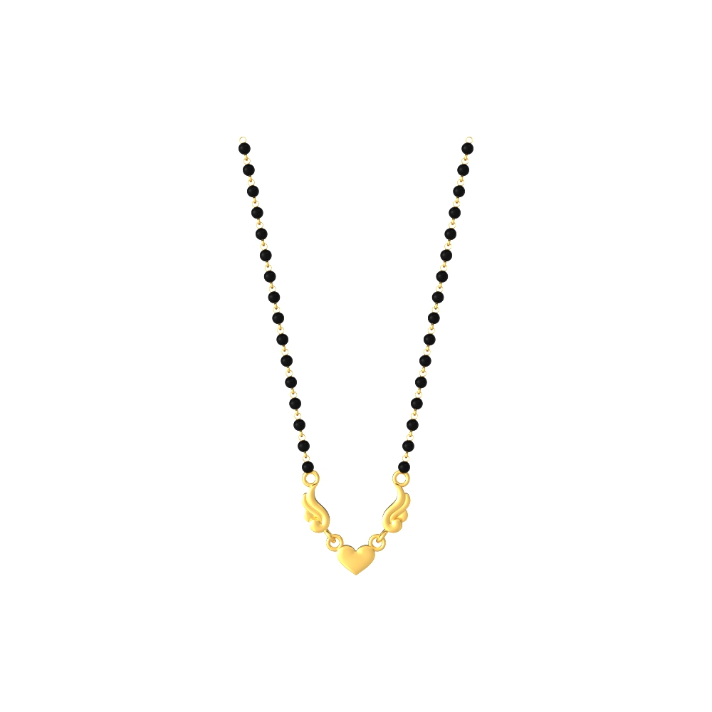 Trendy gold mangalsutra with a modern heart design, perfect for a contemporary fashion statement