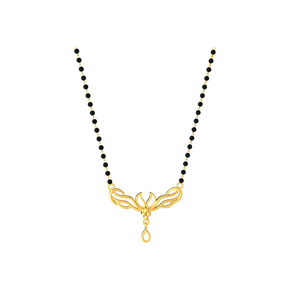 Stylish gold mangalsutra with a contemporary pattern design, ideal for modern aesthetics