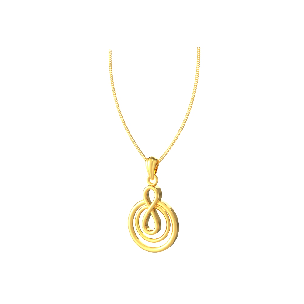 Sleek and modern gold pendant featuring a spiral circle design, ideal for a contemporary look