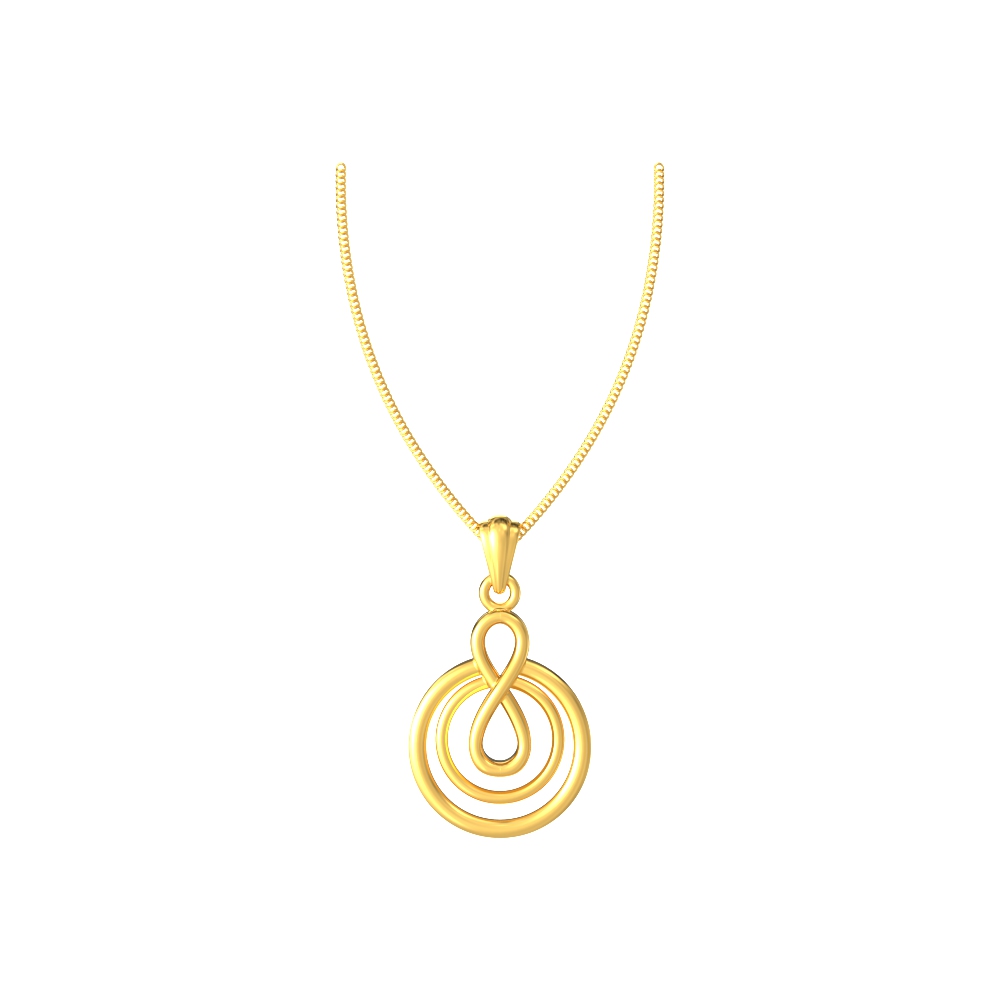 Sleek and modern gold pendant featuring a spiral circle design, ideal for a contemporary look