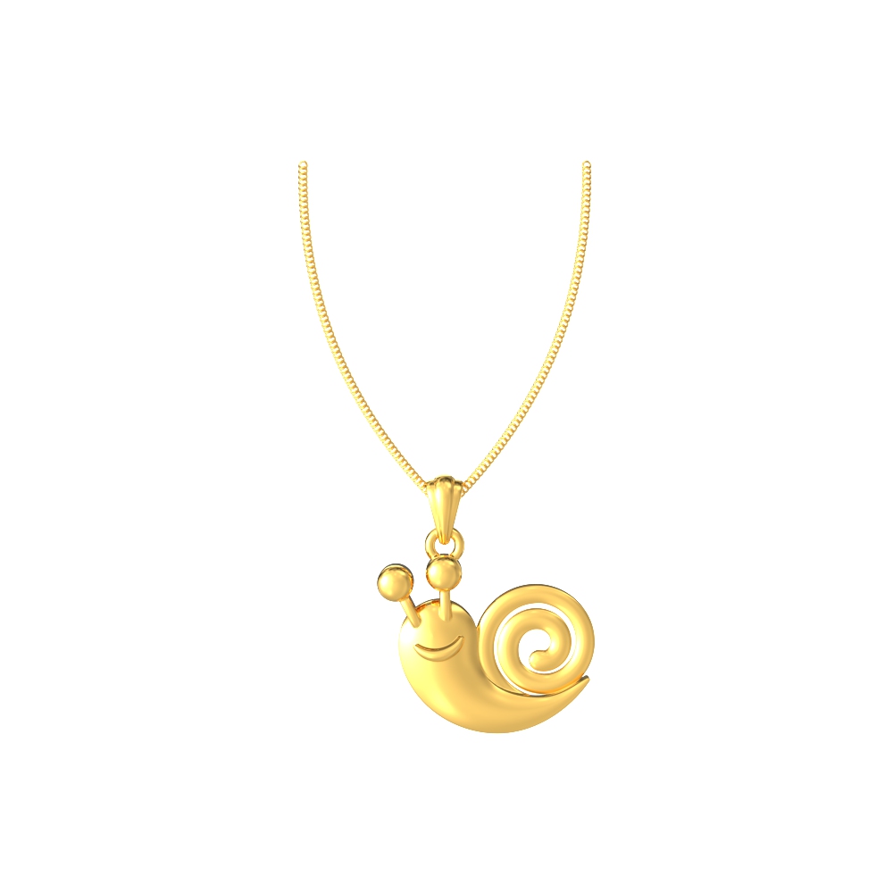 Fun gold pendant featuring a playful snail charm, designed for children’s jewellery