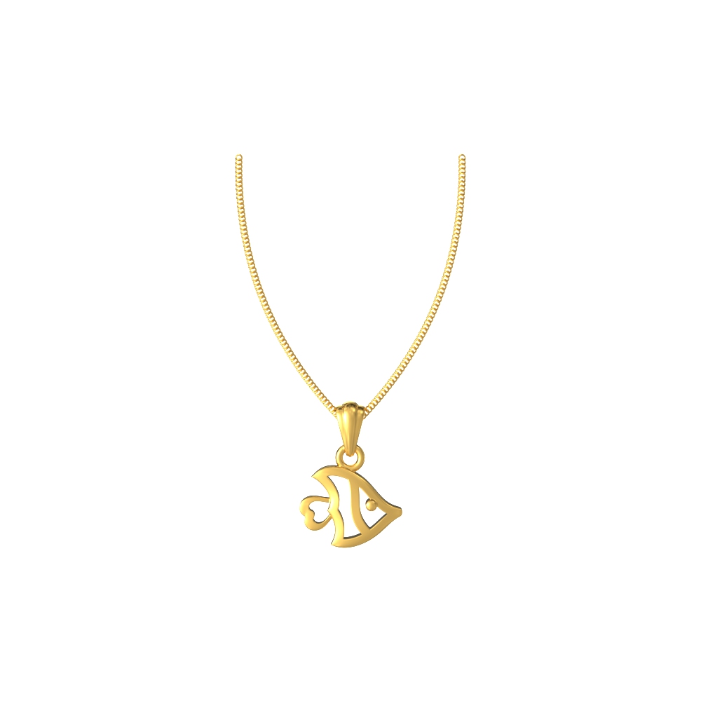 Cute tiny gold fish pendant charm with minimalist detailing