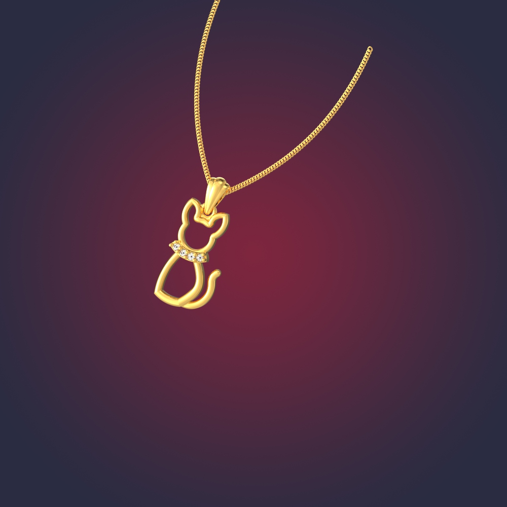 Cute Gold Cat Pendant chennai