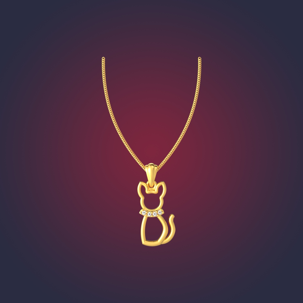 Cute Gold Cat Pendant