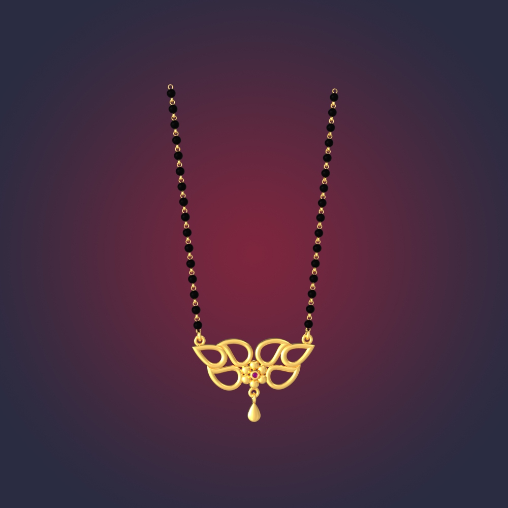 Gold Mangalsutra with Flower Pendant