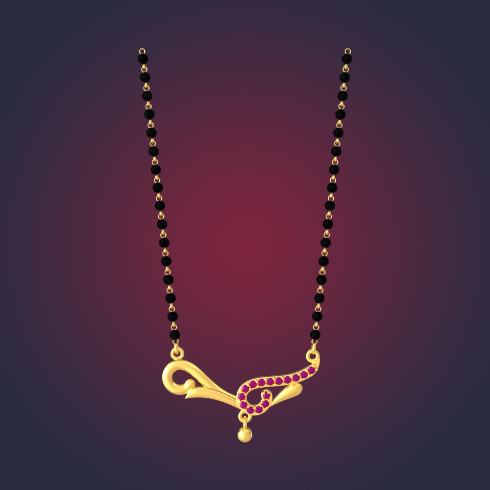 Stylish Curved Design Gold Mangalsutra