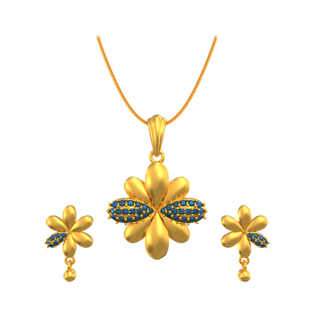 Charming Gold Flower Pendant Set