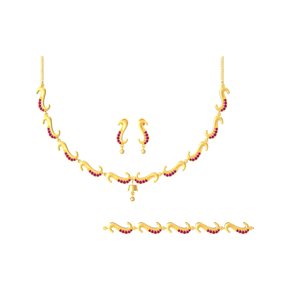 Elegant Gold Necklace Set with Stone