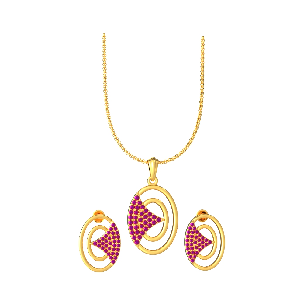 Stylish Oval Pendant Set